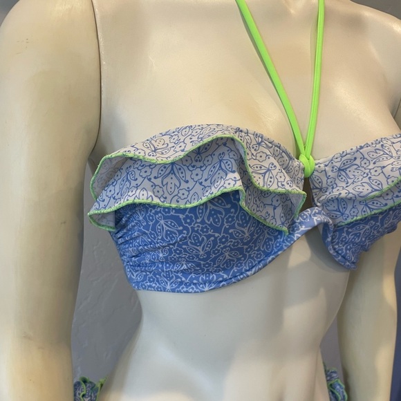Women’s VS Blue and Green Ruffle Bikini Top available in sizes 32B and 32C - Picture 2 of 6